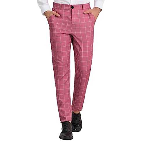 Gefomuofe Men's Chino Trousers Checked Fabric Trousers Slim Fit Business Chino Trousers Loose Elastic Waist Trousers Straight Leg Slim Casual Trousers For Men Jogging Bottoms Cargo Trousers