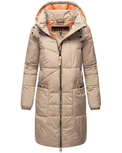 Navahoo Women's Winter Coat, Blue, XS-6XL, Modern Quilted Coat with Hood, Water Repellent, Straight Fit, Adult, Female, Solid Pattern, Zipper Closure