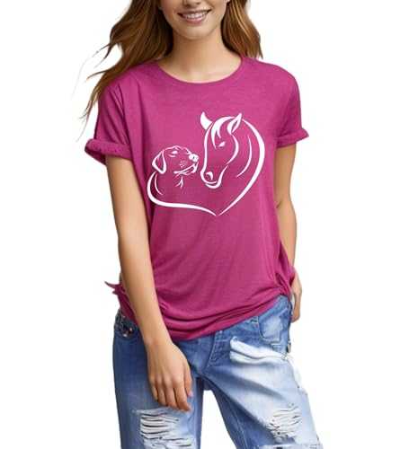 Horse Shirts for Women Horse Riding Tee Shirt Animal Lover Gift Western Country Summer Casual Graphic Tees Tops