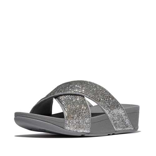 Women's Lulu Crinkled-Shimmer Cross Slides Sandal