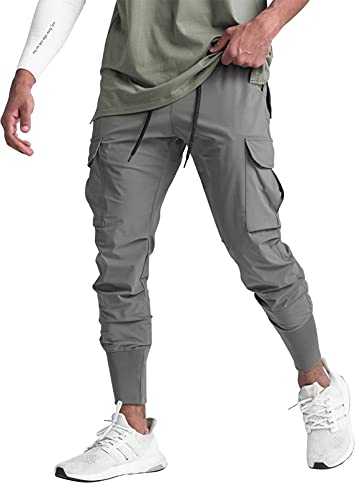 Suwangi Mens Joggers Sports Trousers Gym Sweatpants Slim Fit Running Trousers Lightweigh Tracksuit Bottoms Athletic Pants with Multi Pockets