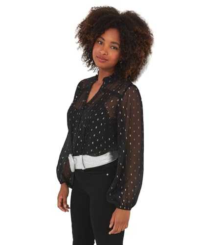 Joe Browns Women's Metallic Sparkle Long Sleeve Sheer Shirt Button