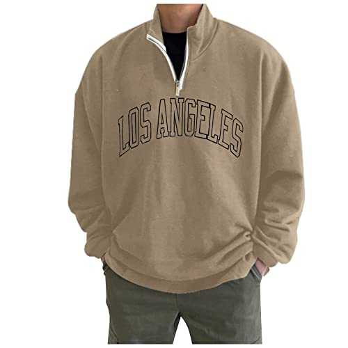 NQyIOS Men's Sweatshirts Mens Casual Loose Oversize Zipper Solid Stand Collar Hoodless Pullover Sweater Coat Top Sweatshirts Comfortable Crew Neck Sweatshirt Soft Fleece Top Jumper