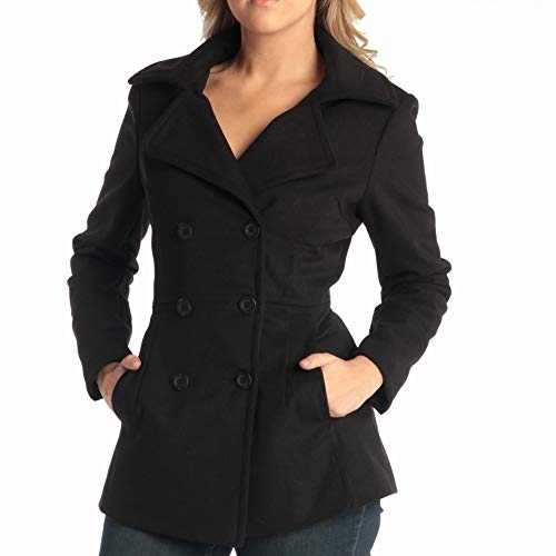 alpine swiss Emma Womens Wool 3/4 Length Double Breasted Peacoat