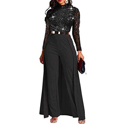 VERWIN Patchwork Overlay Embellished Plain Women's Jumpsuit High-Waist Woman Romper