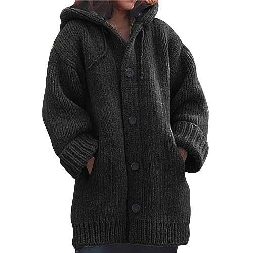 Cocila Suit Women plus Size Thick Autumn And Winter Sweater Large Size Knit Sweater Women's Mid Length Coat Loose Coats Women Womens Zip Up Cardigan Pink Denim Jackets For Women Uk