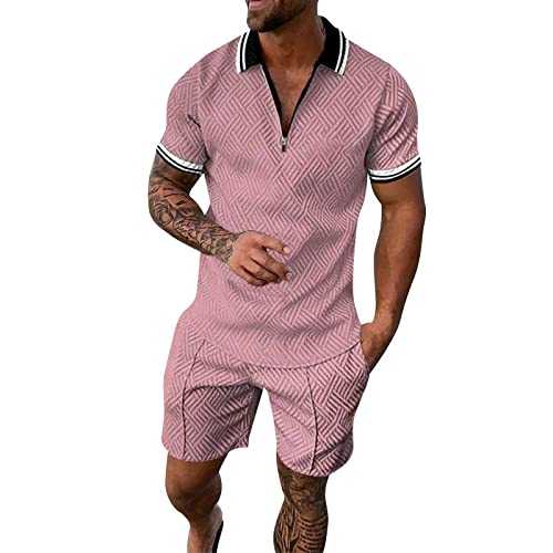 Men's Polo Track Suit Sets 2 Piece Summer Outfits Fashion Casual Athletic Shorts Tracksuit Set Loungewear for Travel Casual Running Sport Sweat Activewear 2 Piece Suit Pants Sales Clearance