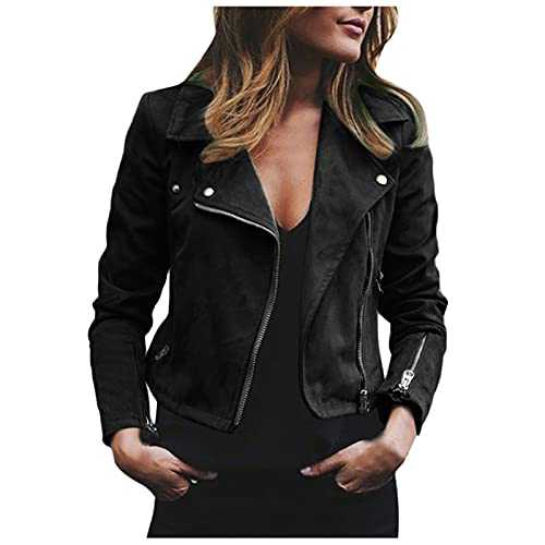 SYDUZAX Women Bomber Jacket Lightweight Zip up Flight Jacket Long Sleeve Suede Cropped Sport Jackets Utility Biker Jacket Windbreaker Outdoor Motorcycle Jacket Short Cardigan Coat Top Ladies Autumn