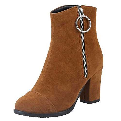 Onewus Fashion Ankle Boots with Block Heel and Zipper