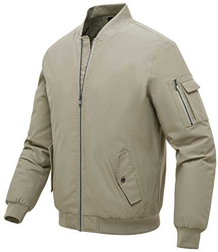 Men Waterproof Bomber Baseball Jackets,Thermal Cotton Lined Winter Outdoor Windproof Warm Jacket with Zipper Pockets