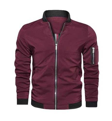 Men's Spring-Autumn Thin Jackets Casual Outdoor Retro Classic Baseball Zipper Light Thin Lapel Softshell Coat Windproof Flight Bomber Lightweight Jackets Hiking Jacket For Men