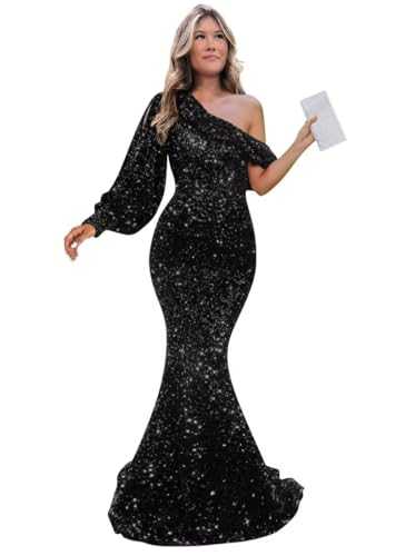 YOFF Sparkly Sequin Prom Dresses for Women 2023 Long Split V-Neck Spaghetti Straps Mermaid Evening Party Dresses YO048