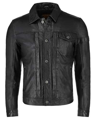 SHOP OF JACKETS LIMITED Mens Trucker Real Soft Leather Jacket