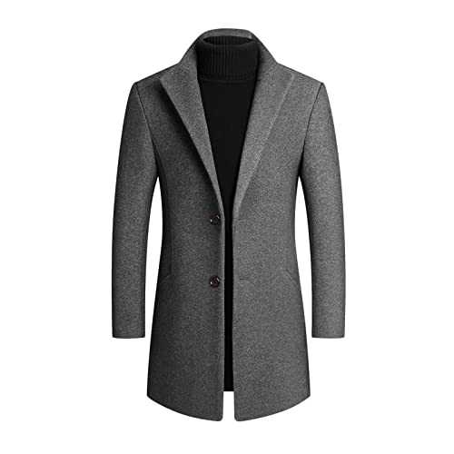 Men Blazer Jacket Wool Mens Autumn Winter Casual Fashion Single Breasted Suit Collar Pocket Wool Woolen Coat Mid Length Coat Trenchcoat Men Blazer Suit Slim Fit