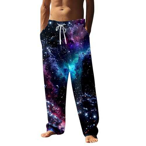HELLORSOON Mens Linen Loose Trousers,Casual Summer Pants with Pockets Green Trousers Men Casual Lightweight Drawstring Yoga Beach Pant Yoga Pant Cotton Jogging Bottoms Baggy Joggers