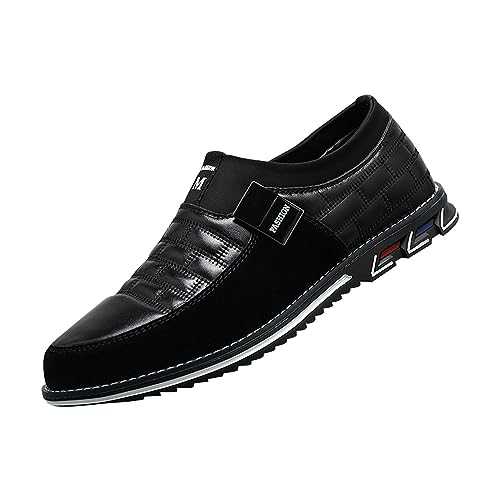 Men's Casual Dress Oxfords Shoes Men's Fashion Slip On Loafers Leisure Leather Shoes Breathable Business Formal Sneakers Lightweight Comfortable Walking Sneakers