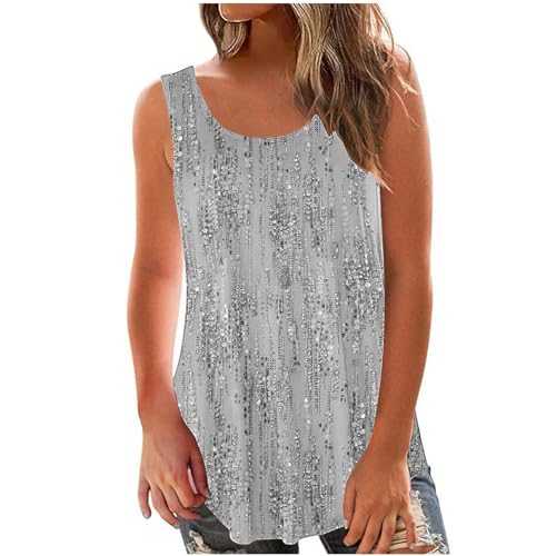Tank Top for Women Sleeveless Summer Tops Sale Clearance Ladies Solid Vest Cami Plain Basic Tops Blouse Crewneck Shirts Casual Loose Fit Blouse Tunic T Shirts Tees Swing Tank Tops Size 8-16