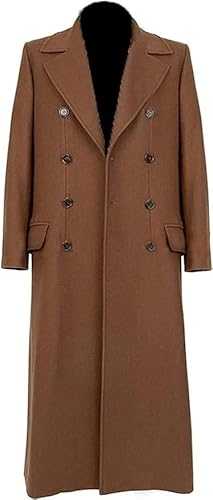 A&M Express Men’s Tenth Doctor Coat Detective David Tennant Brown Wool Trench Cosplay Coat