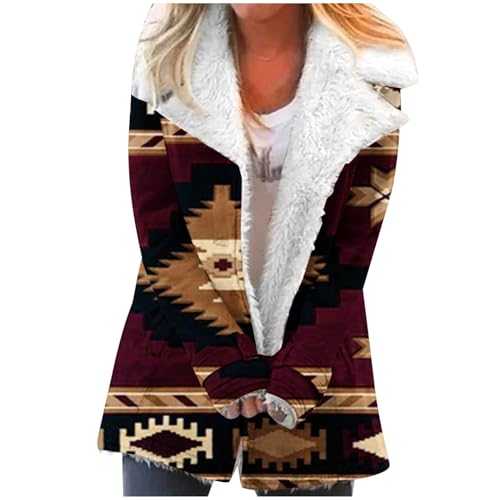 HAOLEI Women Sherpa Lined Jackets Checked Faux Fur Lined Coat Thermal Fuzzy Fleece Jacket Fluffy Winter Warm Outwear with Pockets Thickened Plush Plaid Outerwear Ladies UK