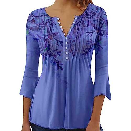 AMDOLE Women's Blouses & Shirts Vintage Printed V Neck Slim Striped Blouse Vest Tops Women UK