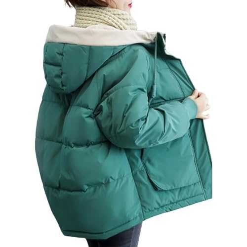 Reuvv Women Warm Hooded Outerwear Coat Quilted Long Sleeve Cotton Padded Jacket Winter Coat Suitable for Casual Daily Outwear