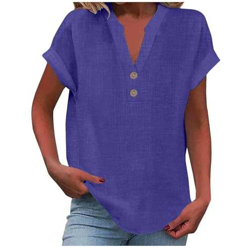 Qixiu Women T Shirts,Going Out Tops,Women's Fashion Casual V Neck Button Down Short Sleeve Top T Shirt Valentines Day Shirts for Women Tops & t-Shirts