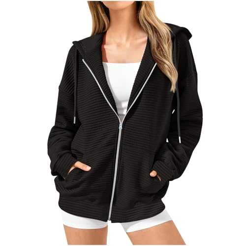 Zip Up Hoodie Women Oversized,Ladies Hoodies UK Sale Clearance Plain Jumpers Casual Loose Hooded Sweatshirt Long Sleeve Teen Girl Y2K Clothes Winter Warm Outfits Sweat Jackets with Pocket