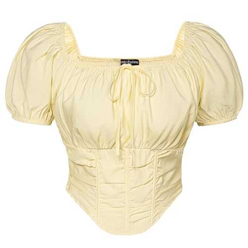 SCARLET DARKNESS Women's Victorian Cropped Top Off-Shoulder Smocked Corset Tops