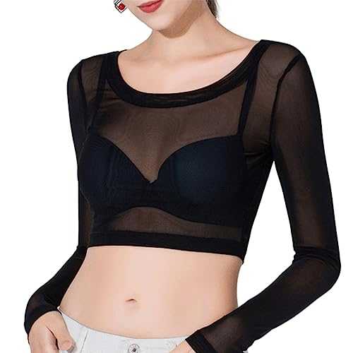 Women Mesh Sheer Crop Top, Long Sleeve See Through Shirt Blouse, Black Slim Fit Sheer Shrug Mesh Crop Shirt Top, Both Side Wear Open Front Cardigan Cover Up