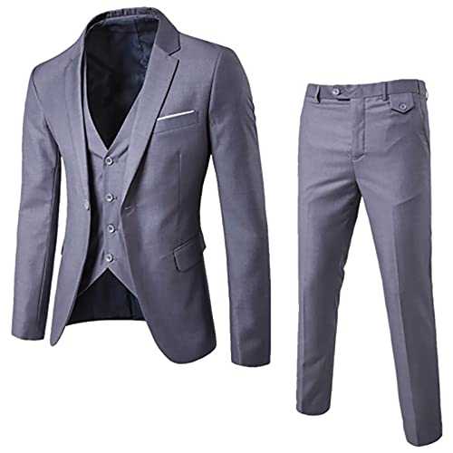 Men's Suit Jacket & Vest & Suit Pants Three-Piece Suit Slim Fit formal Dress Plus Size Long Sleeve Lapel Long Trousers Smooth Western-Style Clothes Dinner formal