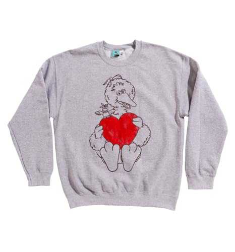 TruffleShuffle Sesame Street Big Birds Big Heart Sport Grey Sweater