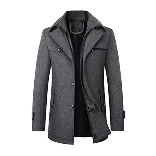 OXITA Work Jacket Men Winter Wool Coat Men Casual Solid Color Wool Blends Woolen Pea Coat Male Trench Coat Overcoat