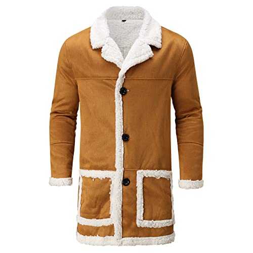 Cocila Men's Casual Cardigan Coat Solid Color Buttons Coats Jacket Wool Long Sleeve Warm Coat Turn-down Collar Coat Men'S Jackets 4Xl Cropped Jacket Men Army Jackets For Men Uk