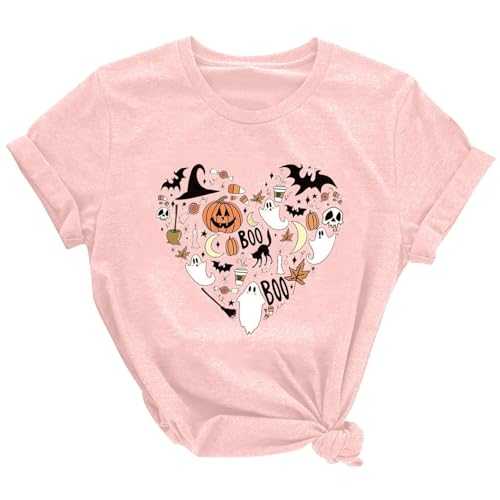 Women Round Neck T-Shirt Fashion Casual Halloween Print Top 3 Glitter Top Women
