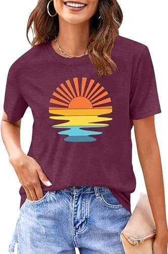 Sunshine Women's Retro Hiking T-Shirt for Women Summer Vintage Graphic Tees