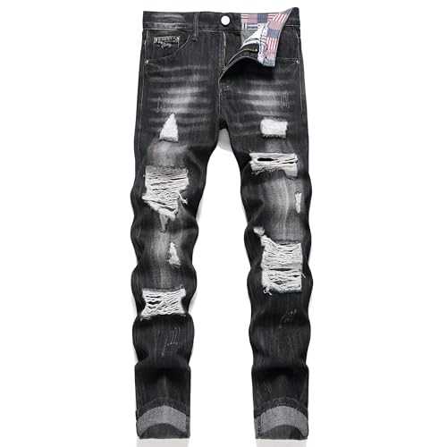 RXXKKK Men's Regular Fit Ripped Jean