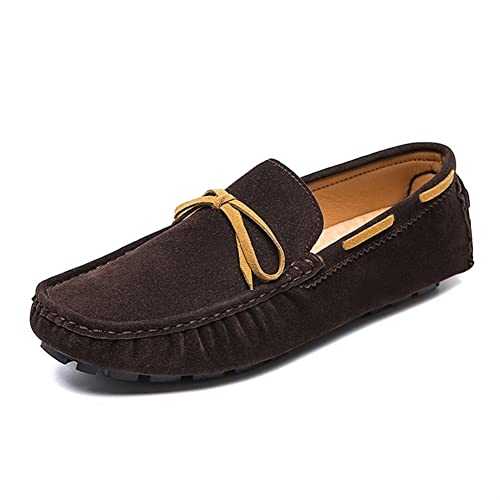 New Men's Loafers Vegan Leather Deck Shoes Stitching Details Suede Vamp Rubber Sole Comfortable Flat Heel Slip Resistant Party Slip-on