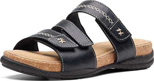 Men's Roseville Bay Flat Sandal, Black Leather, 8 UK