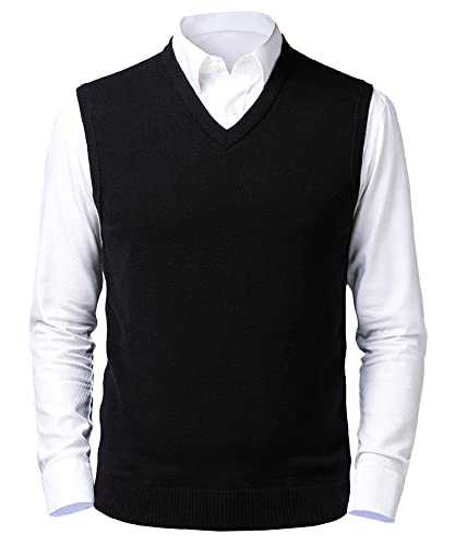 Btmpmcs Mens Plain V Neck Slipover Sweater Vest Classic Business Gentleman Knitwear Waistcoat Solid Color Casual Pullover Gilet Smart Suit Sleeveless Tank Tops