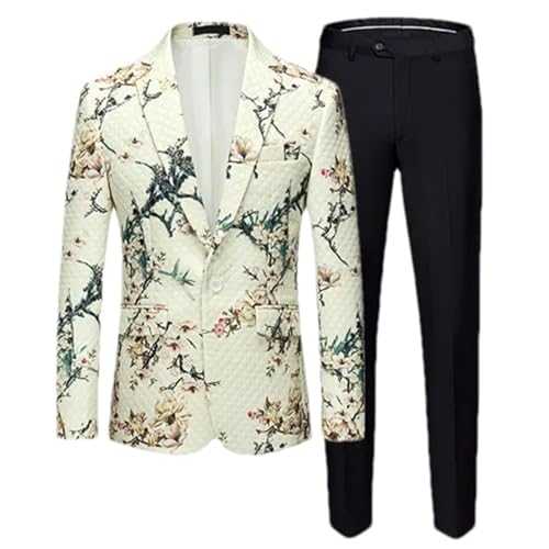 Eesuei Men Flower Suit Gentleman Business Wedding Party Dress Blazer