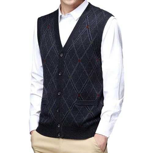 Men's Knitted Sleeveless Tank Top Mens Sleeveless V Neck Plain Sweater Vest Casual Solid Color Medium Jumpers Knitwear Knitted Waistcoat Sweater Tank Tops