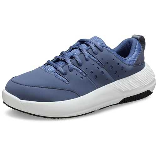 Men's On The Clock Work Sneakers, Slip Resistant Shoes, Storm/Bijou Blue, 9.5