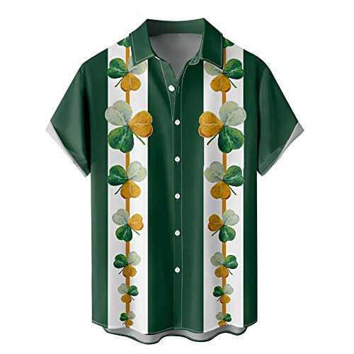 St. Patricks Day Shirt Mens Summer Hawaiian Shirts Summer Short Sleeve Casual Aloha Funky Floral Button Down Beach Holiday Hawaii Print Shirt Unisex Paddys Day T Shirts Tee