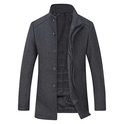 Mens Wool Coat with Gilet Winter Thick Trench Coat Casual Outdoor Warm Peacoat