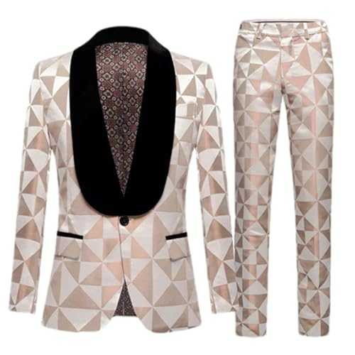 Men's Printed Suit 2 Piece Blue/Pink Men Bar Ktv Stage Performance Dress Male Jacket and Pants