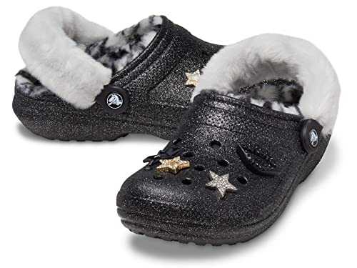 Unisex Adult Classic Glitter Lined Clogs | Fuzzy Slippers