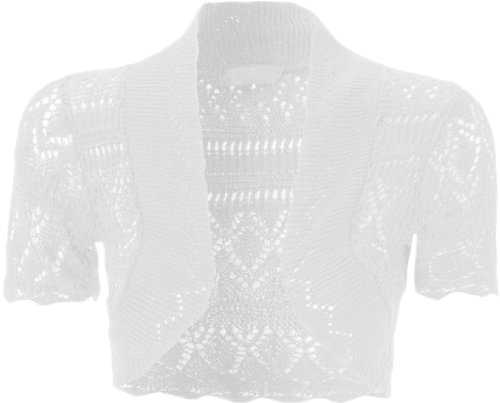 My Fashion Store Crochet Shrug for Womens Knitted Bolero Shrugs Ladies Cap Sleeve Cardigan Tops UK Size 8-26