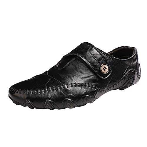 Dress Shoes for Men Business, Slip-On Loafers Leather Oxford Wedding Classic Round Toe Comfortable Leather Shoes Uniform Vintage Office Summer Brogue Suit Jacket Non-Slip Shoes