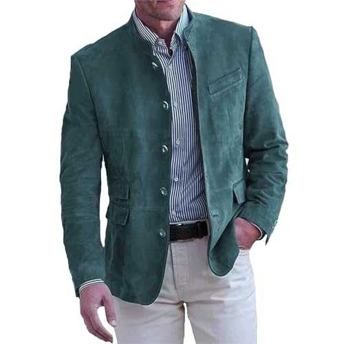 Men's Suede Blazer Jacket - Classic Slim Fit Single-Breasted Suede Coat - Soft Comfortable Casual Suit Jacket for Men - Stylish Lightweight Everyday Wear Blazer - Vintage Retro Suede Jacket