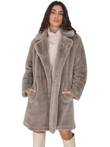 kraftd Womens Faux Fur Coat Ladies Winter Long Jackets Warm Coats Jacket